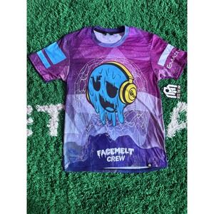 Into The AM Facemelt Crew Graphic Tee Purple Galaxy Emazing Lights Mens L NEW
